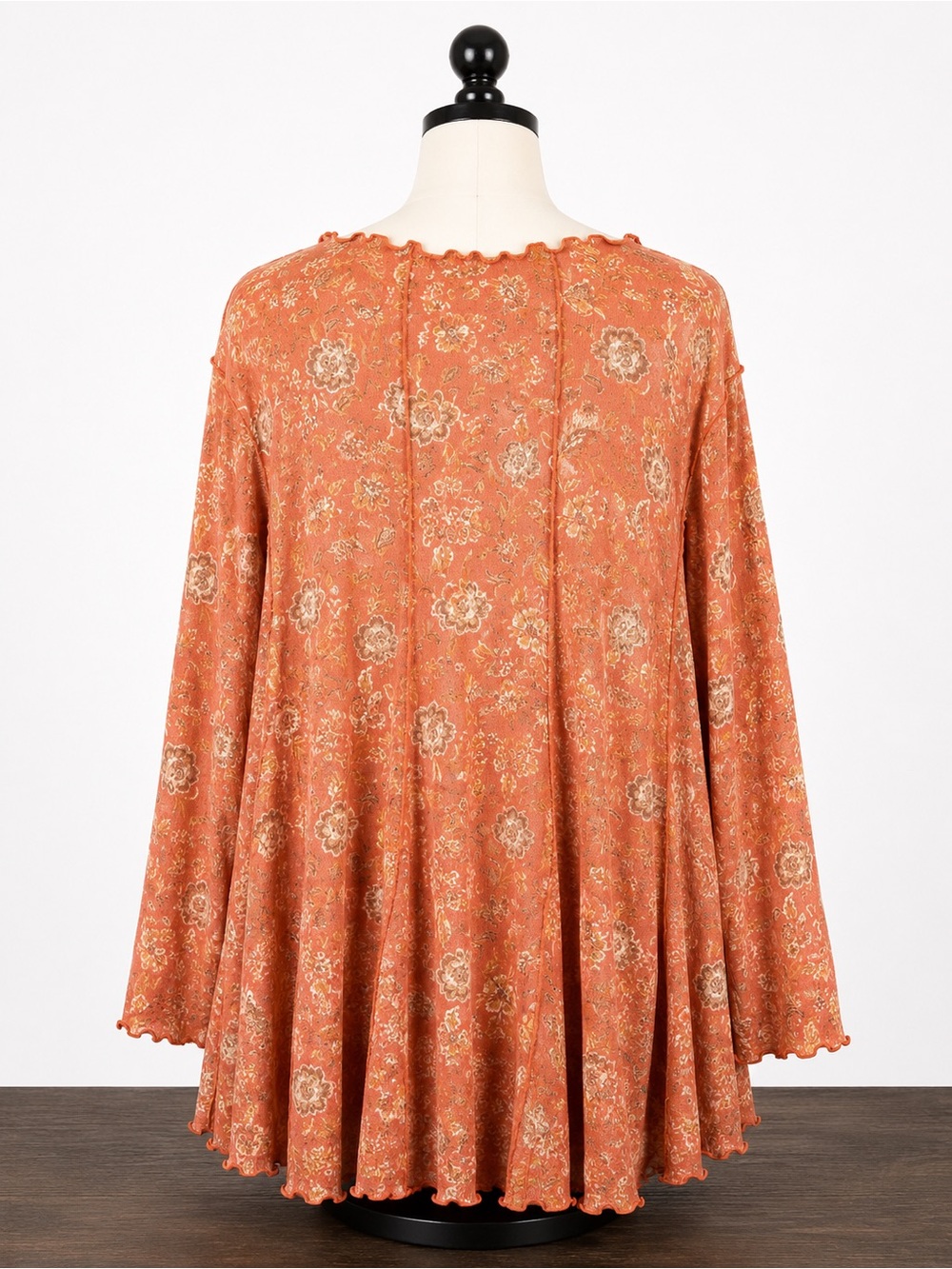 Cato 2X Terracotta Floral Tunic Top Boho Swing Knit Plus Size - Picture 6 of 9
